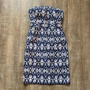 Banana Republic Blue and White Strapless Summer Dress Sz 0